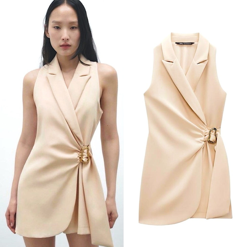 Zara Buckled Wrap Jumpsuit Blazer